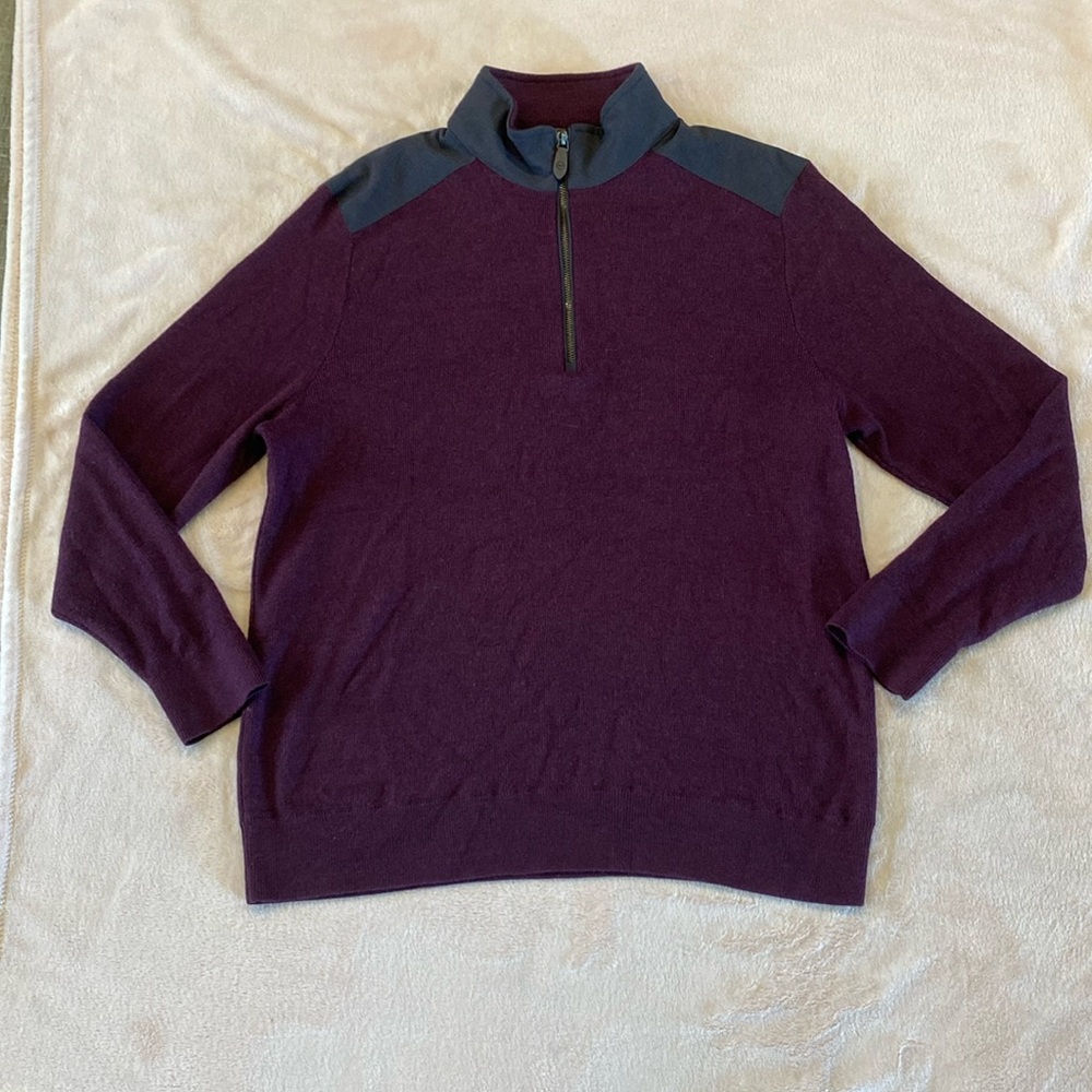 Vineyard Vines Jim Nantz Large Golf Pullover Sweater 100% Wool Grant Half Zip‎